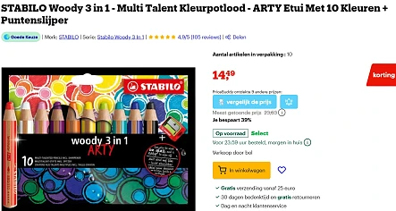 STABILO Woody 3 in 1 🌈 Multi Talent Kleurpotloden en slijper goedkoopst bij Bol