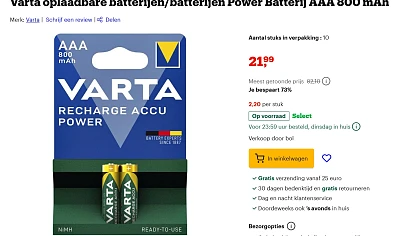 oplaadbare batterijen AAA bij bol