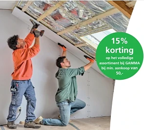 15% korting op het volledige assortiment bij GAMMA