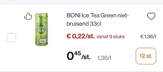 Colruyt ice tea green Boni 33 cl blik -50%