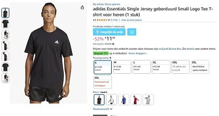 52% (!) korting op dit adidas Essentials Single Jersey geborduurd Small Logo Tee T-shirt voor heren (1 stuk) bij Amazon DE