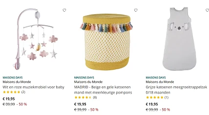 tot -50% op sale items voor de babykamer en kamer voor de kids 🏠 Maisons Du Monde