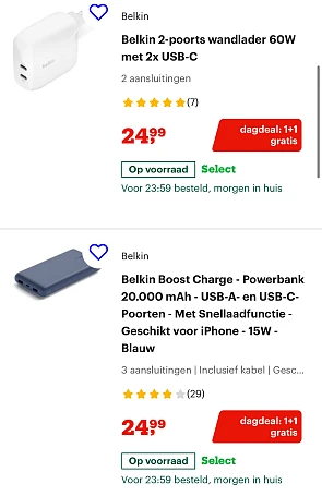 Dagdeal bol Belkin accessoires