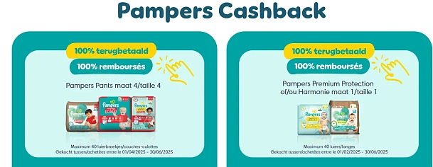 Tot 100% terugbetaald op Pampers 👶