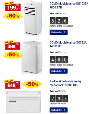 Tot 60% korting op airco's en ventilatoren bij Hubo