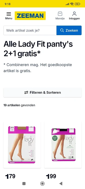 Alle Lady Fit panty's 2+1 gratis bij zeeman