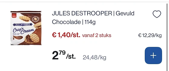 Jules destrooper gevulde koekjes 114 gram -50%