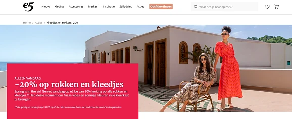 -20% op rokken en kleedjes bij e5.be