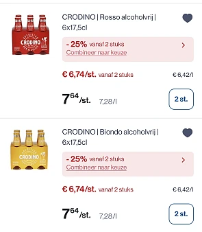 Crodino Rosso en biondo alcoholvrije