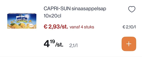 Capri sun sinaasappelsapjes 10x20 cl -30%