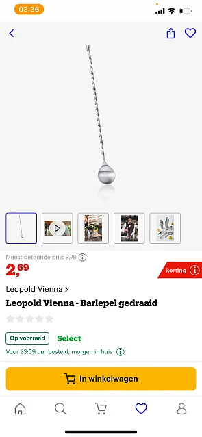 Nu ook de barlepel in korting op bol