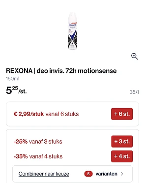 Rexona en ace deo en Axe douche met extra korting