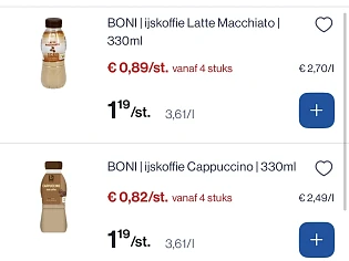 Boni ijskoffie -25% vanaf 4 st