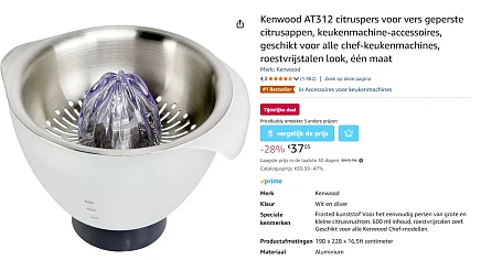 Kenwood AT312 citruspers voor Chef keukenmachines
