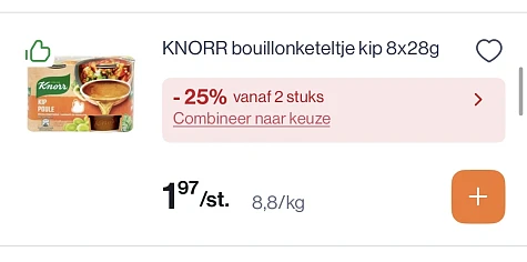 Knorr bouilonketeltje en Florette salade goedkoper