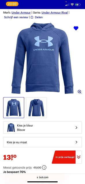 Under Armour trui in maat 128