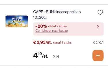 Capri sun dubbele korting -20% bovenop de goedkope prijs
