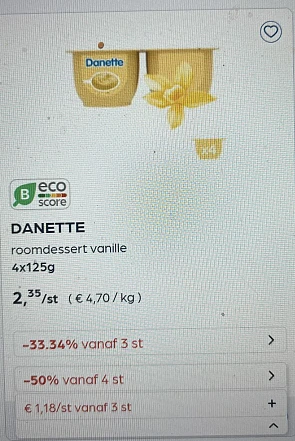 Danette rooomdessert mooie promo -50% bovenop de goedeKoperen prijs