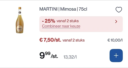 Martini Mimosa dubbele korting -25% erbovenop