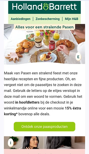 Holland and Barrett 15% extra voor Pasen