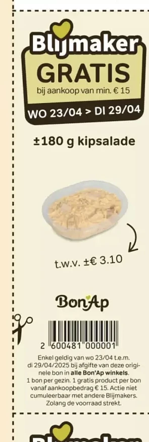 Bonnetjes voor gratis producten in folder bon ap vanaf 23/4
