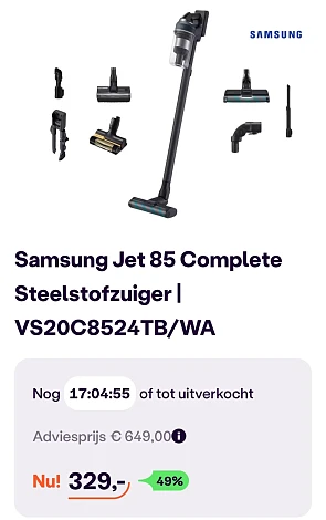 Samsung jet 85 steelstofzuiger -49% bij ibood.com
