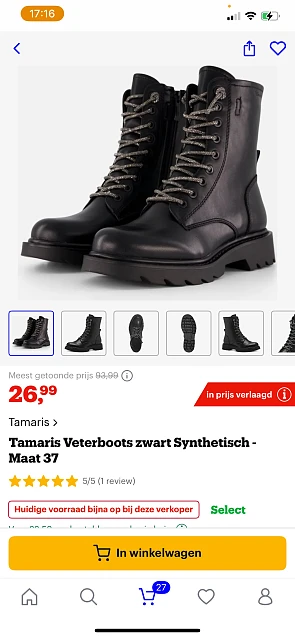 Tamaris veterboots in maat 37