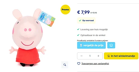 -50% 🐽 Peppa Pig knuffel 30 cm bij Supra Bazar