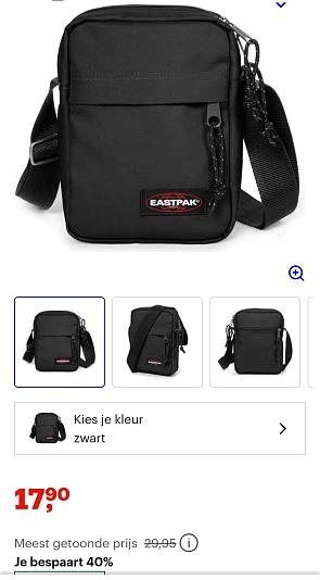 Eastpak zwarte schoudertas -40% bij bol.com