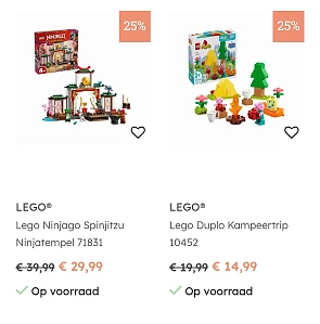 25% korting op Lego bij multi bazar