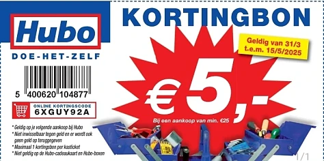 Hubo €5 korting vanaf €25 aankoop