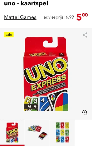Uno voor €5 bij scapino.nl