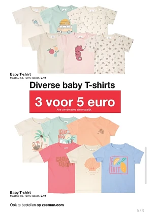 3 baby of kinder t-shirts voor €5 bij Zeeman