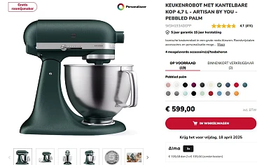 Gratis gravering en roomijsmaker (ter waarde van €169) bij KitchenAid