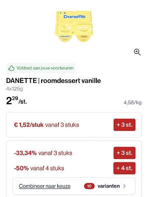 Danette dessertjes met dubbele korting