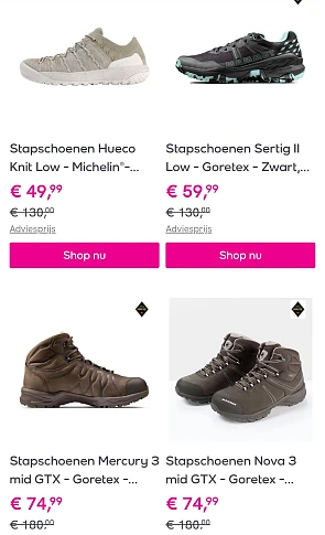 Mammut stapschoenen vanaf 49,99€
