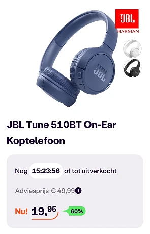 JBL Tune 510BT On-Ear Koptelefoon -60% bij ibood.com