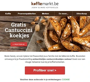 Koffiemarkt: gratis ambachtelijke cantuccinikoekjes