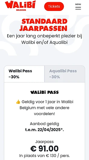 Jaarpas in Walibi en Aqualibi -30%