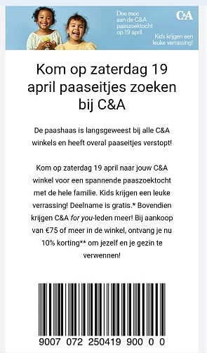 Paaseitjes zoeken bij C&A met verrassing voor ieder kind!