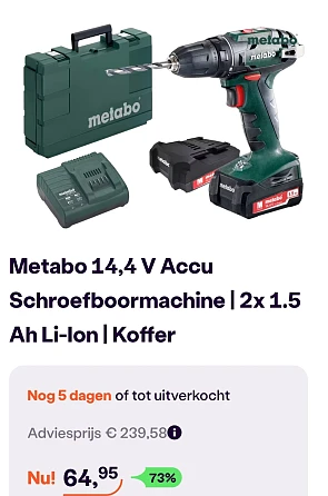 Schroefboormachine in koffer -73% bij ibood.com