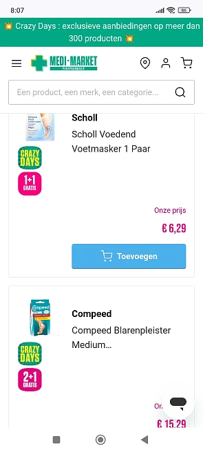 medi-market: 1+1 op voetverzorging