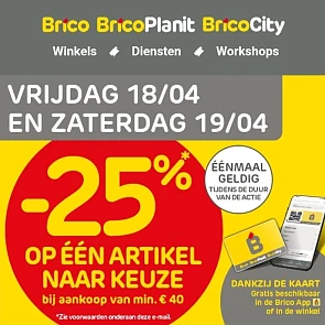 25% korting op een artikel naar keuze bij Brico
