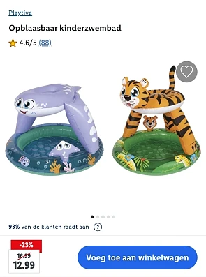 Playtive opblaasbaar kinderzwembad tijger, rog of zeester