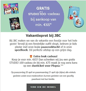 Gratis Studio 100 cadeau, extra punten en kans op Plopsa tickets 💛 bij JBC