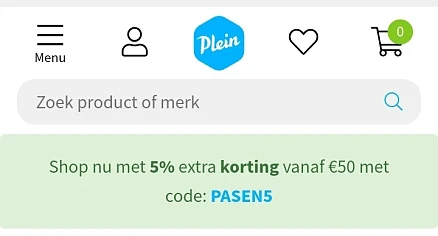 5% extra korting bij Plein