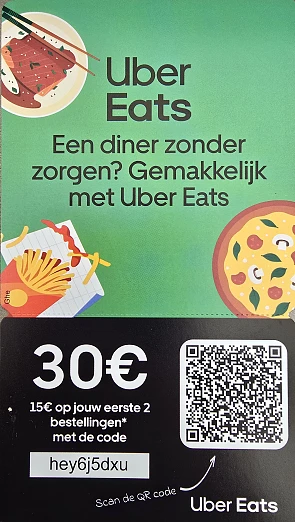 Uber Eats: 30 Euro korting