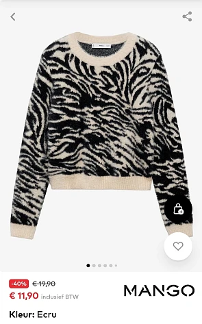 Mango trui in ecru -40% op aboutyou.be
