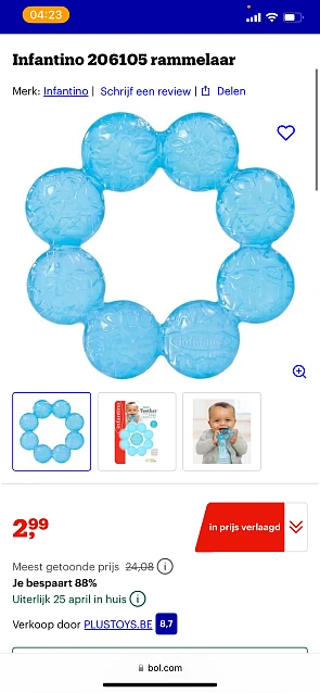 Tandpijnverlichtende bijtring voor baby’s