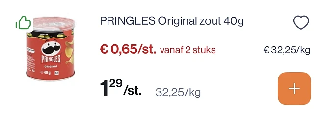 Pringles original zout 40 gram -50%